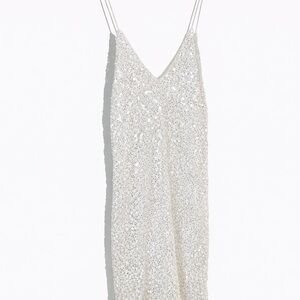 Lulu's White Sequin Slip Dress
